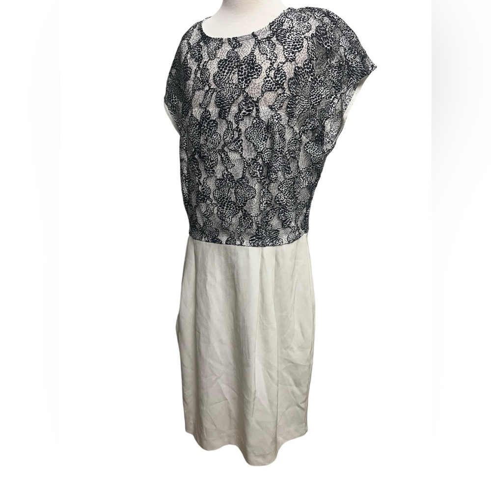 REISS Katlun Lace Bodice Dress Navy/Ivory Size 6